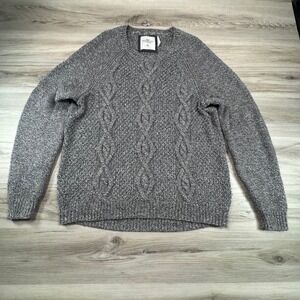 L.O.G.G. by H&M Men's Cable Knit Sweater Dark Grey Size L Wool Blend grandpacore
